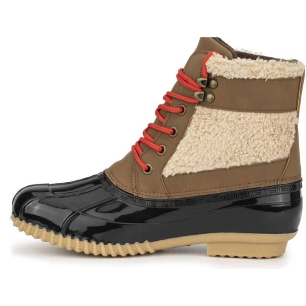 Olivia Miller Womens Jasmine Duck Boots Brown Faux Sherpa Ankle Lace Up 10 New - Picture 3 of 5